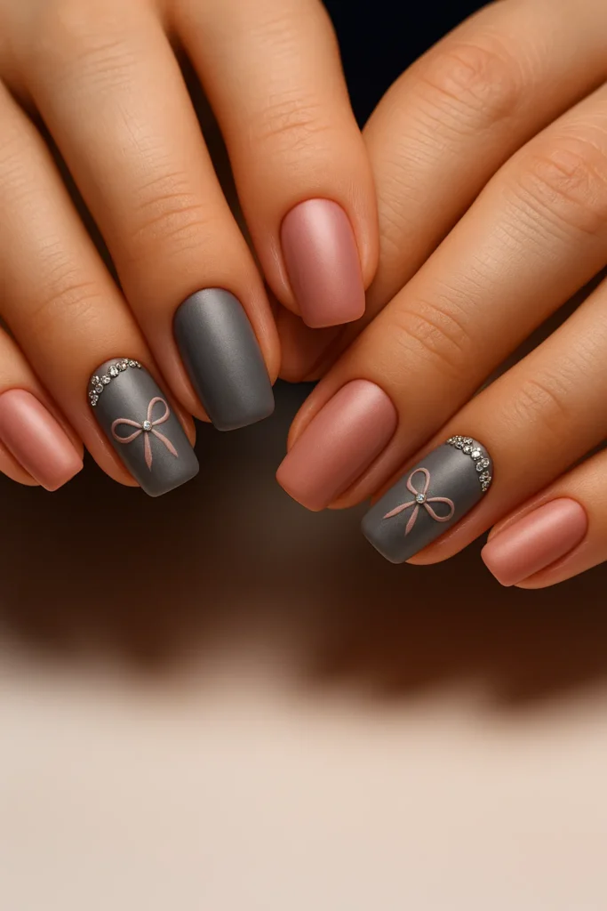 Matte Dusty Rose & Charcoal Grey