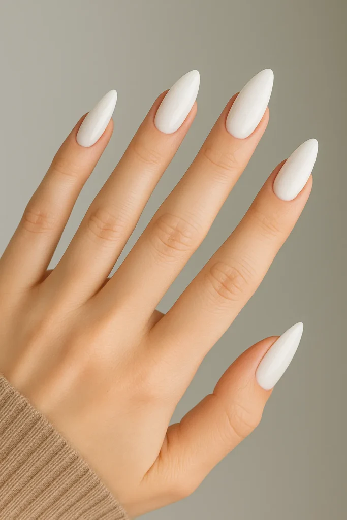 Milky White Nail Art