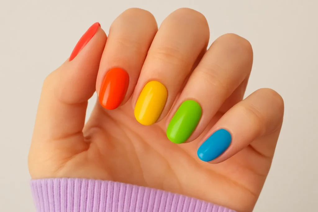 Mix-and-Match “Skittles” Nails