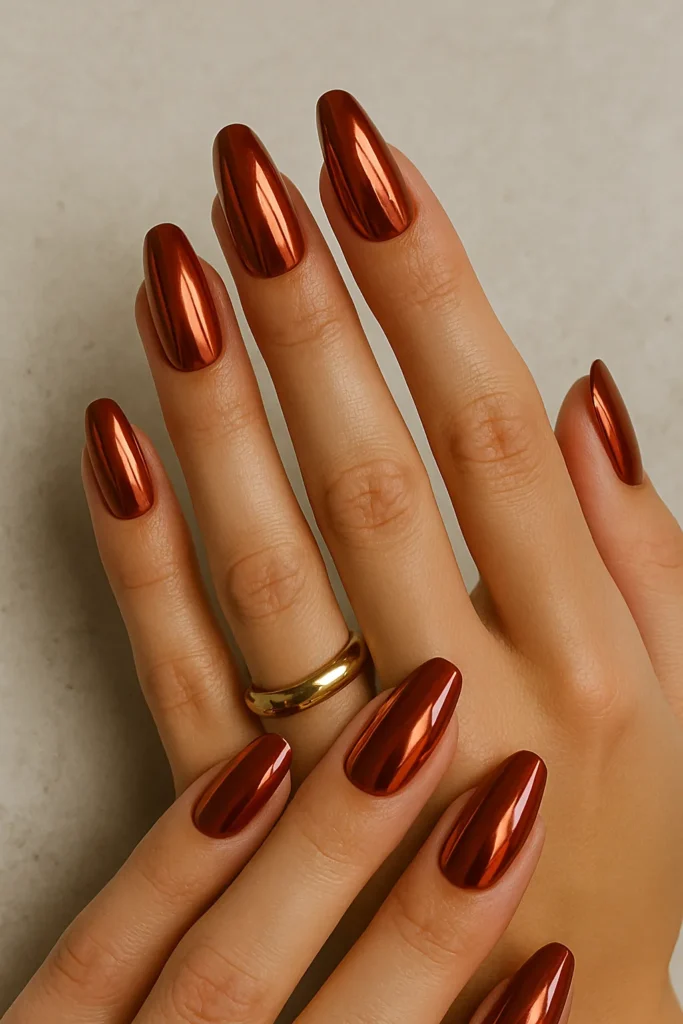 Terracotta Chrome Nails