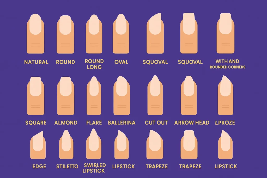 a chart of different types of nails