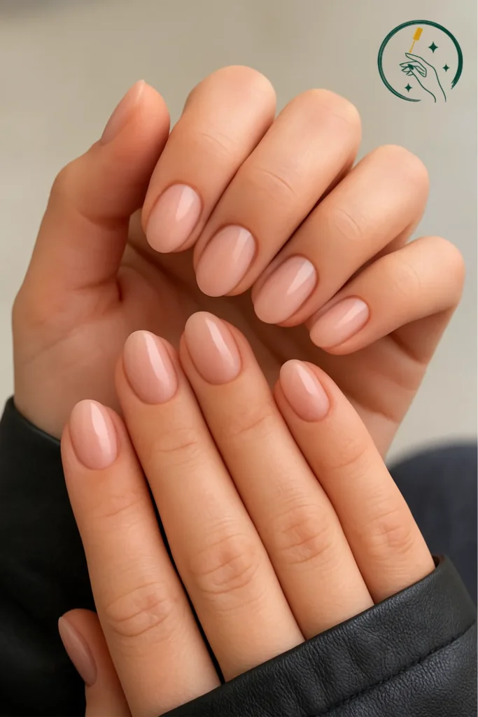 Nude Gloss Perfection on Short Almond Nails